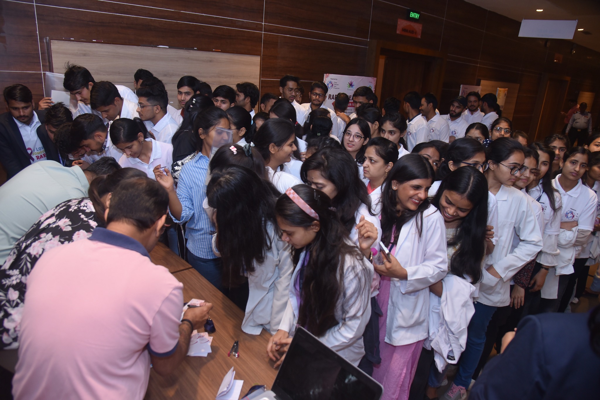 Volunteers distributing informational pamphlets in Jaipur.